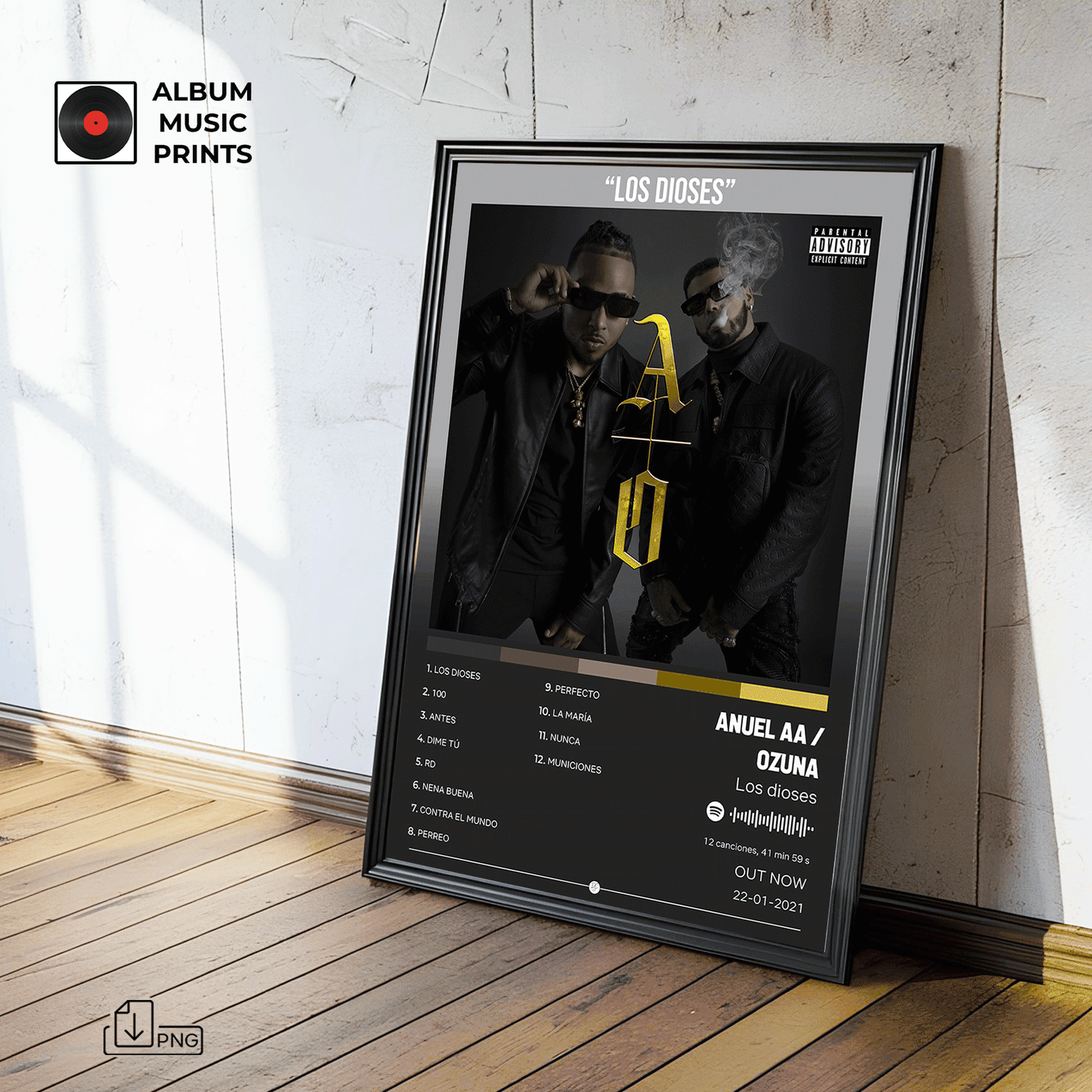 LOS DIOSES - Anuel AA Póster Digital Álbum